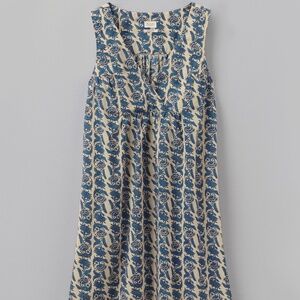 TOAST Fauna Block Print Cotton Nightie in River Blue Size Small